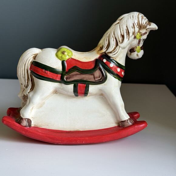 Vintage Rocking Horse Coin Piggy Bank  6.75" Enesco 1981 Hand Painted C1 - Picture 3 of 11